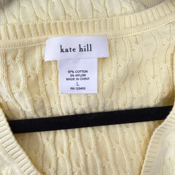 Kate Hill Sunshine Yellow 3/4 Sleeve Knit Sweater, Large, Preppy / Casual - Picture 4 of 4